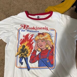 Spencer's White and Red Pyrokinesis Graphic Tee